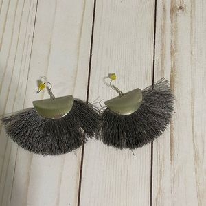 Grey fringe earrings with silver accents
